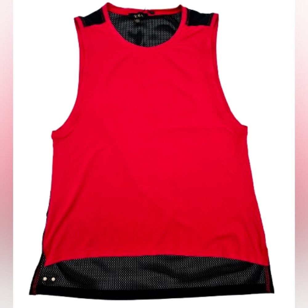 ALALA Activewear Red Black Hi Low Mesh Back Tank Top Women's Size Medium